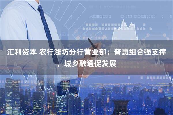 汇利资本 农行潍坊分行营业部：普惠组合强支撑，城乡融通促发展