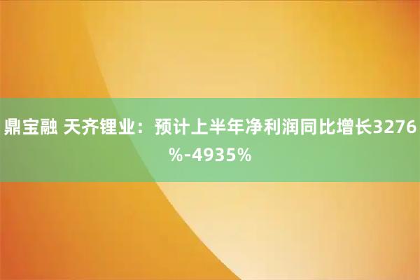 鼎宝融 天齐锂业：预计上半年净利润同比增长3276%-4935%